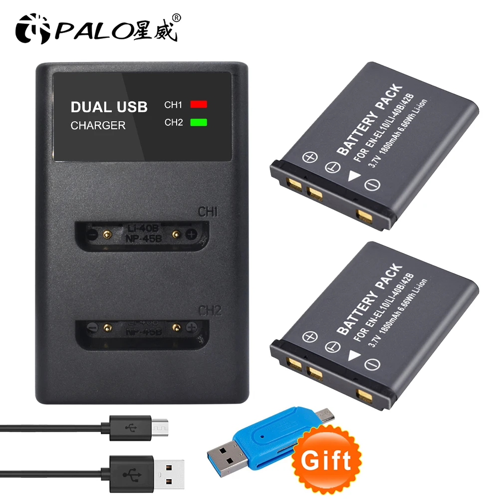 3 7 V 1800mAh Li 40B Li40B 42B EN EL10 ENEL10 батареи цифровой камеры для Olympus Nikon Fujifilm Kodak E|Цифровые