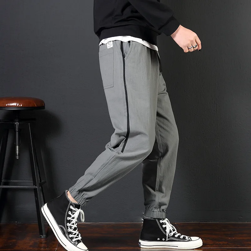 

Casual Men's Striped Straps Pocket Jogger Sport Solid Pants Sweatpants Men's Track Pant Elastical Solid Fashion 2019 Spring