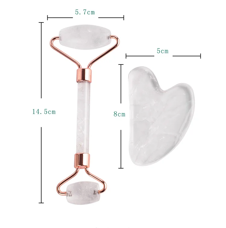 Natural Jade White Crystal Facial Massager Roller type Beauty Scraping Two piece Set To Lift And 5