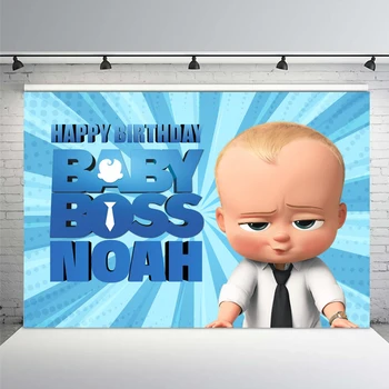 

Blue Wall Photobooth Home Decorations Boss Baby Backdrops Children Birthday Photography Backdround for Photo Studio