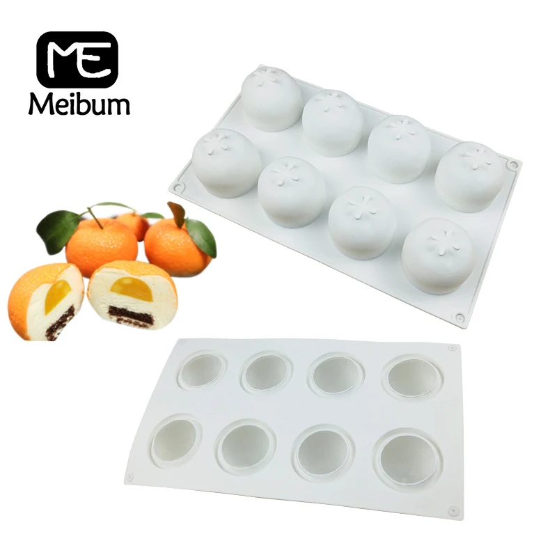 Meibum 8 Cavity Orange Silicone Fruit Mousse French Dessert Cake Mold Fondant Chocolate Pastry Tools Baking Moulds Accessories |
