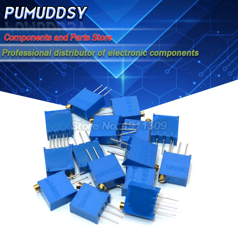 15valuesX1pcs = 15 шт 100ohm 2Mohm 0 5 w 3296 3296w переменные резисторы многооборотный триммер