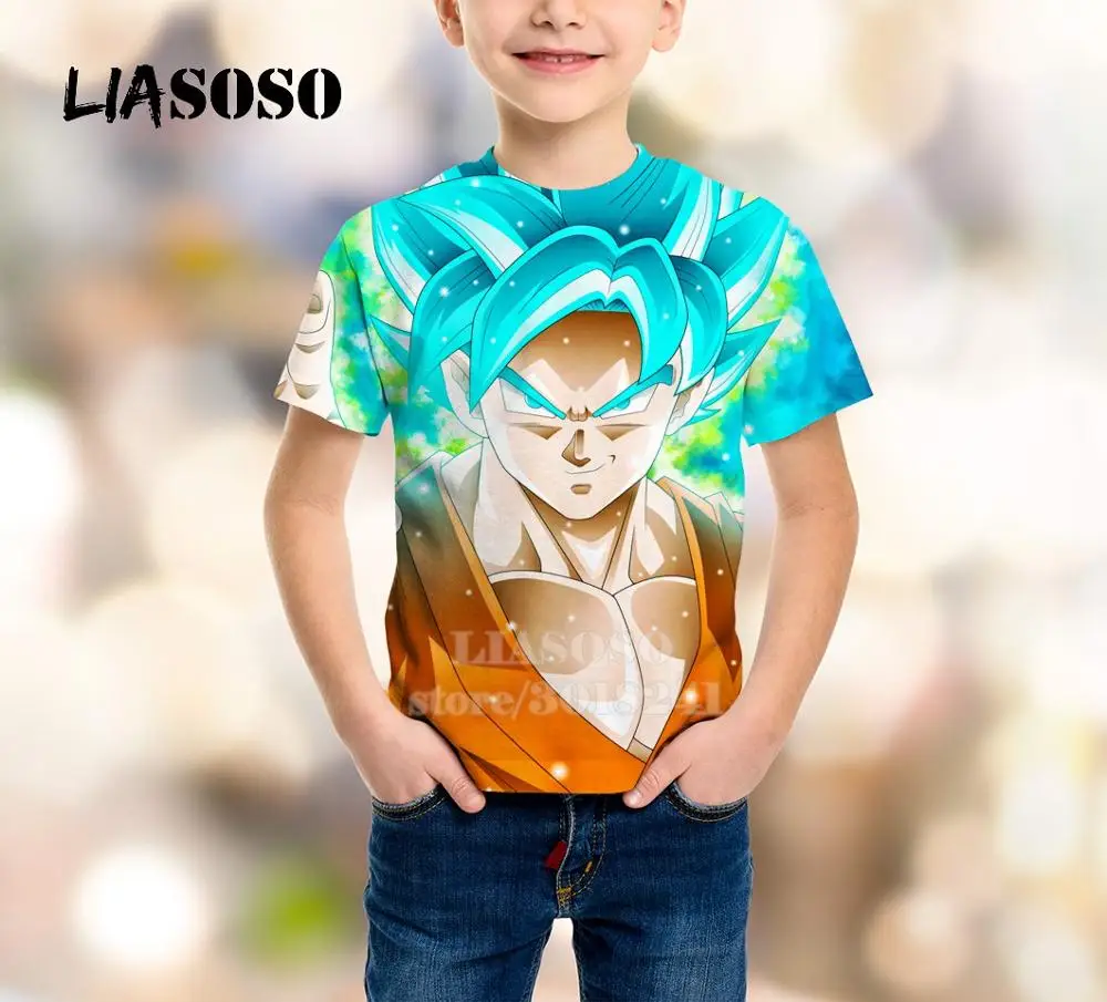 19 LIASOSO/Детская толстовка для подростков, Broli футболка с 3D-принтом «Жемчуг дракона» Детский топ, пуловер с круглым вырезом и короткими рукавами для мальчиков и девочек, B157-02 - Цвет: 19