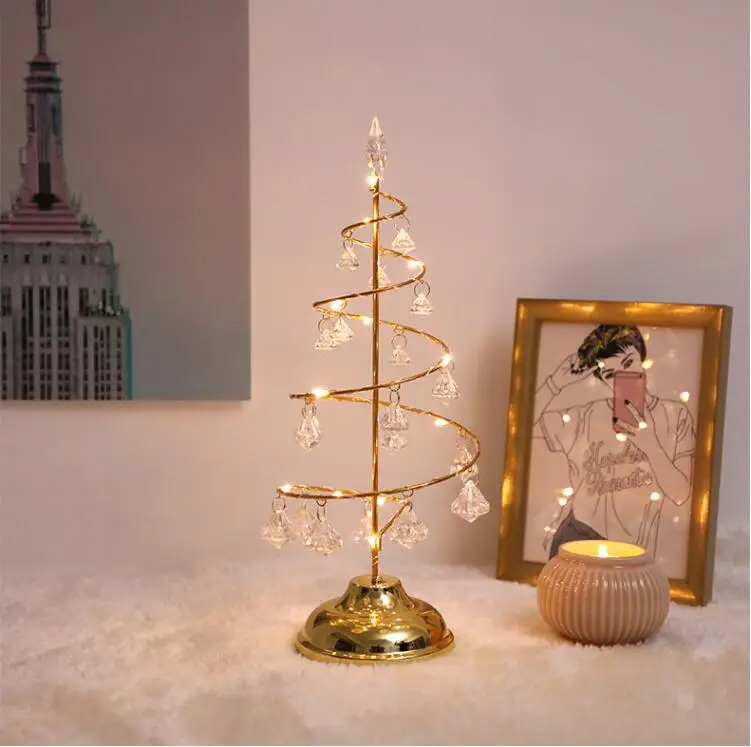 Светодиодный настольный светильник на рождественскую елку с питанием от аккумулятора, Современный хрустальный Настольный светильник, декор для спальни, гостиной, рождественский подарок, настольный светильник s