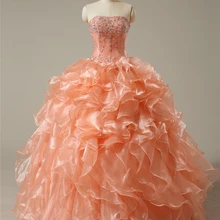 Экономичные снасти оранжевые Бальные платья бальное платье украшенное бусами милые 16 Платья вечерние платья для выпускного вечера Vestido De 15 Anos BM64