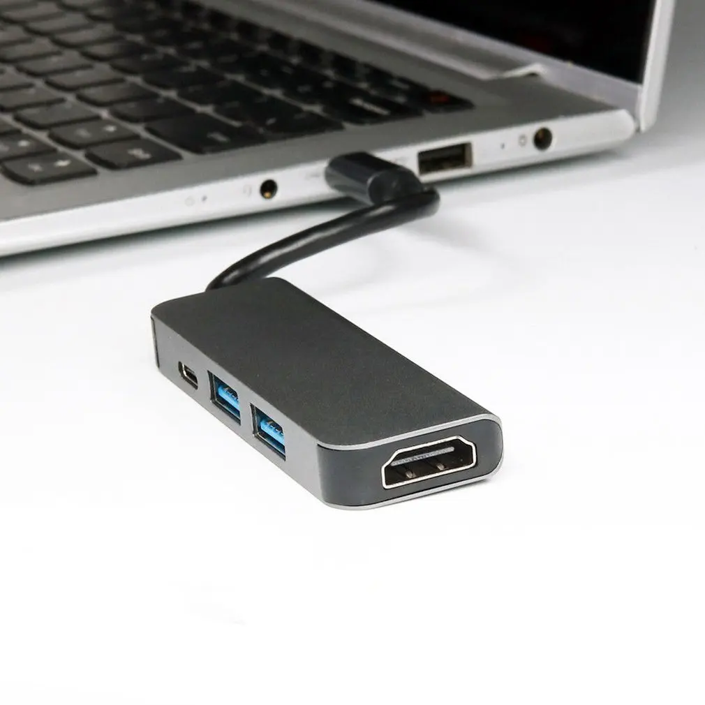 4 в 1 многофункциональный концентратор типа C к HDMI 4K 2USB 3,0 и PD зарядный порт USB C мультипортовый адаптер конвертер