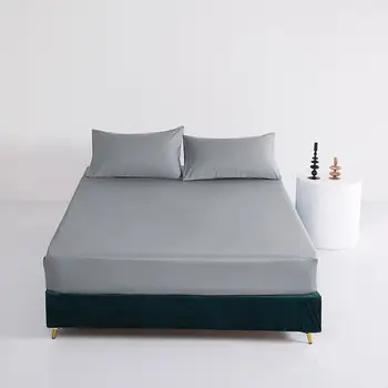 

1 pc 100% Cotton Mattress Cover Single Double Queen King Size Fitted Sheet Witn Elastic For Double Bed Solid Color Bedding Linen