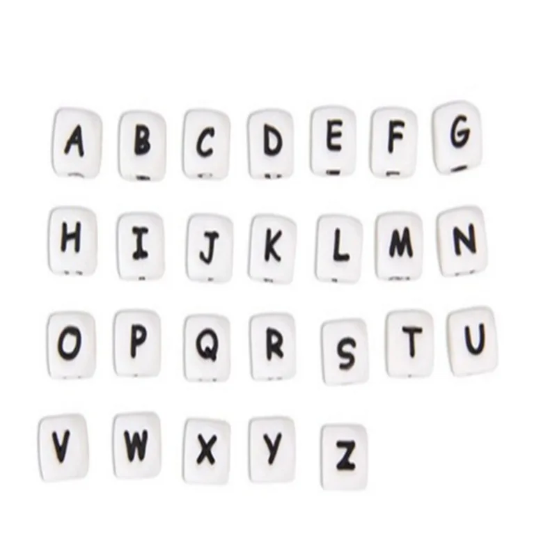 

YOOAP 12mm DIY Letter Silicone Beads English Alphabet Beads Baby Teether Teething Necklace silicone teething beads