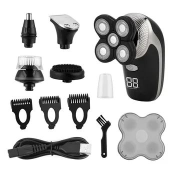 

CkeyiN 5D Floating Cutter Head Hair Clipper Shaver With LCD Hair Trimmer For Men 5 In 1 Clean Kit Nose Temple Hair Beard Shaver