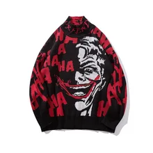 Мужской s череп свитер Уличная пуловер клоун o-образным вырезом с длинным рукавом модные хип хоп мужские осенние свитера свободные