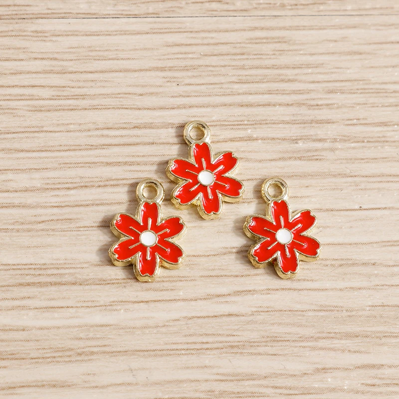 10 Stück 9 x 12 mm niedliche Mini-Emaille-Blumen-Charms-Anhänger für Schmuckherstellung, Tropfen-Ohrringe, Halsketten, Armbänder, DIY-Bastelzubehör – Detail 7