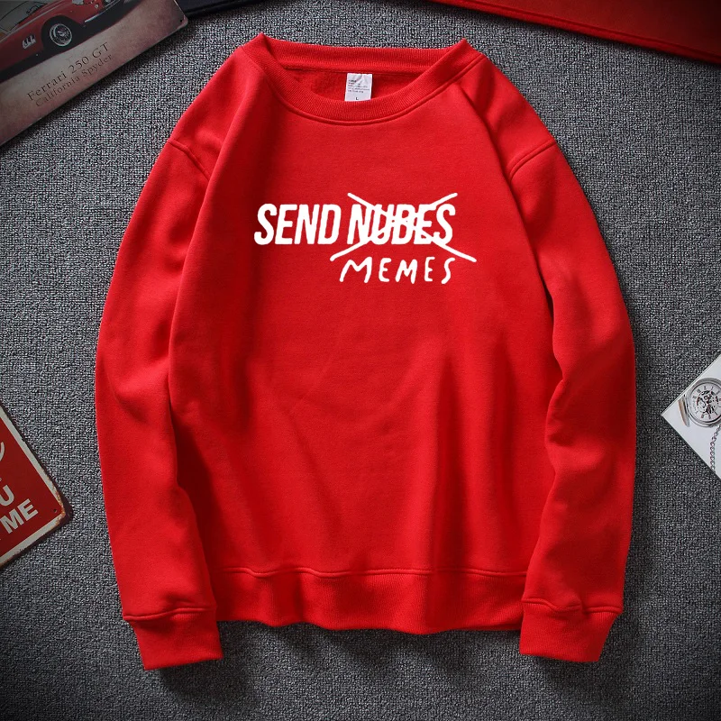 red Новинка, зимняя Толстовка Moletom Send Memes, джемпер унисекс, флисовый Топ, забавные толстовки, хлопковые толстовки, Sudadera hombre - Цвет: red
