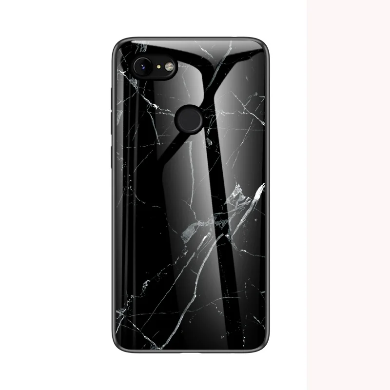 Черный Для Google Pixel3 XL чехол для телефона мраморный жесткий чехол из закаленного стекла для Google Pixel 3 XL чехол градиентная защитная задняя крышка для телефона - Цвет: Черный