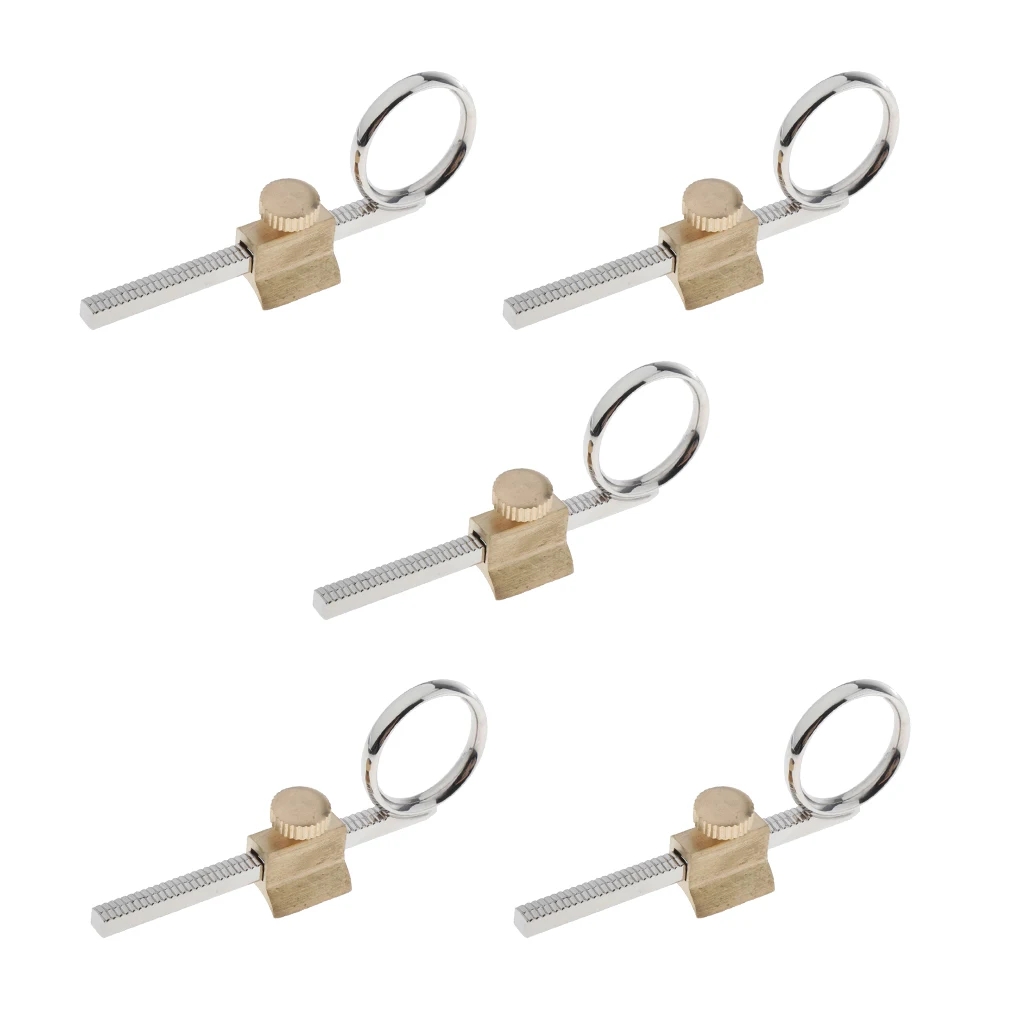 

5Pcs Copper Trumpet Valve Slide Finger Ring Pull Ring W/ Holder Replacement Parts Accessories