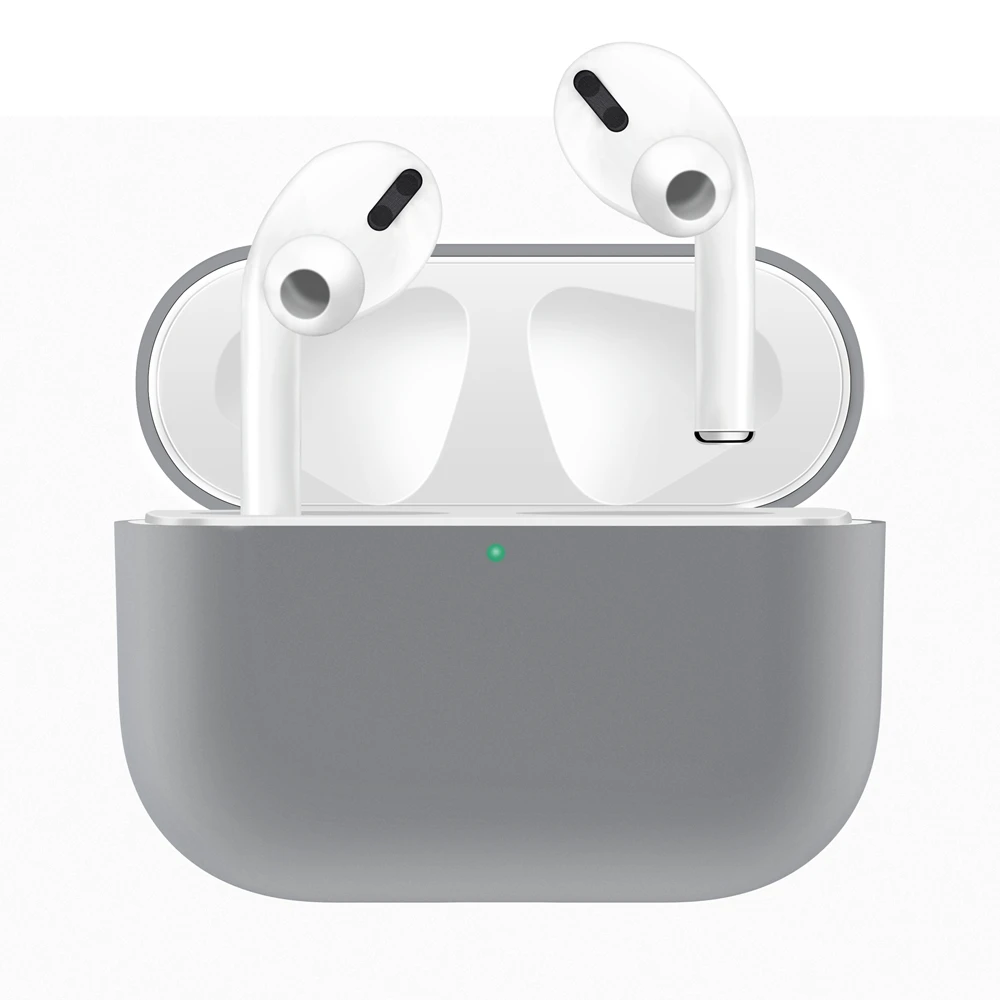 Light Grey Кожаный чехол для наушников для AirPods Pro, силиконовый защитный чехол, беспроводная bluetooth-гарнитура, защита от падения, водонепроницаемый чехол для хранения - Цвет: Light Grey