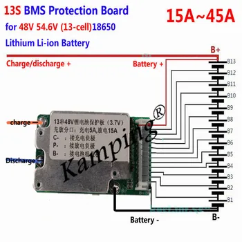 

original protection BMS PCB is suitable for 48V / 54.6V 13s 18650 rechargeable lithium ion battery pack 15-45a electric bicycle