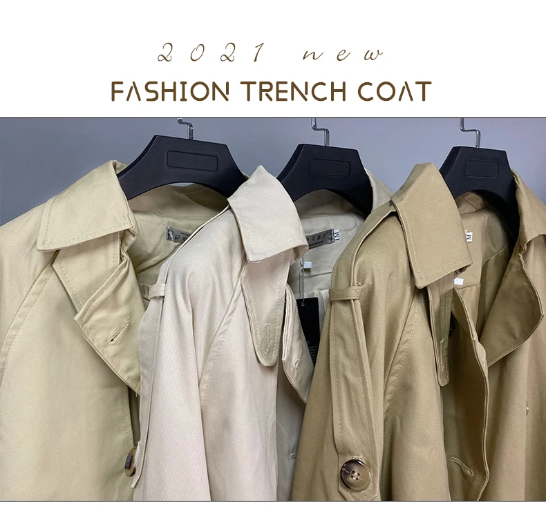 2022 Spring Autumn Russia Fashion Brand Women Long 100% Cotton Trench Coat Large Size Belted Raincoat Windbreaker Manteau Femme long puffer jacket