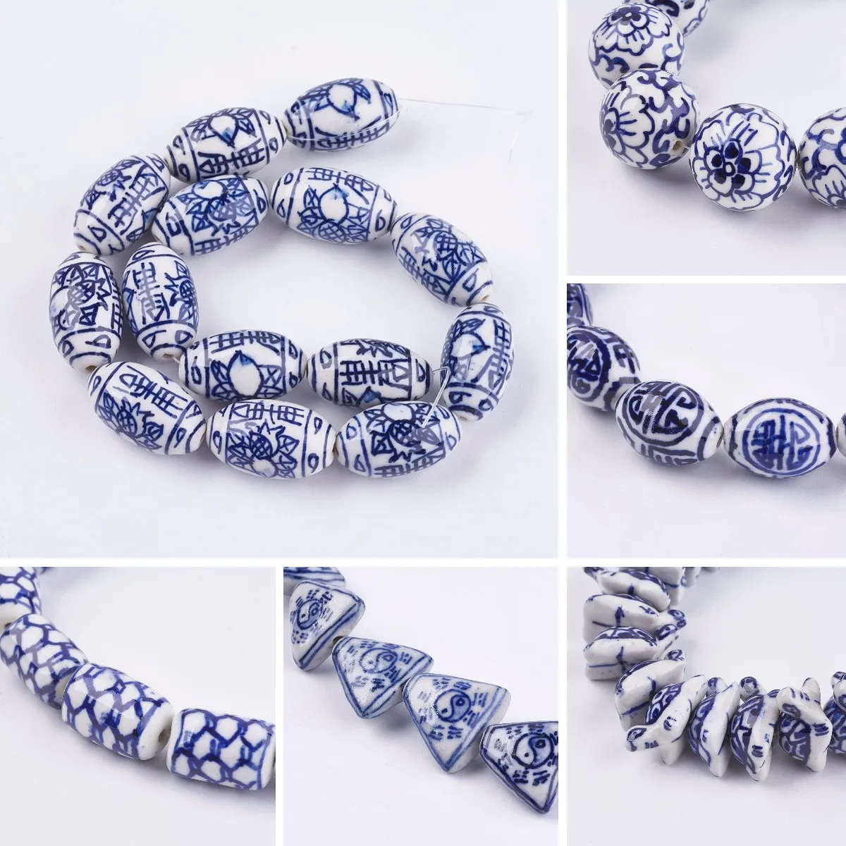 

10/20Pcs Handmade Chinese Blue and White Porcelain Beads Flower Pattern Ceramic Clay Bead For Bracelet DIY Craft Jewelry Making