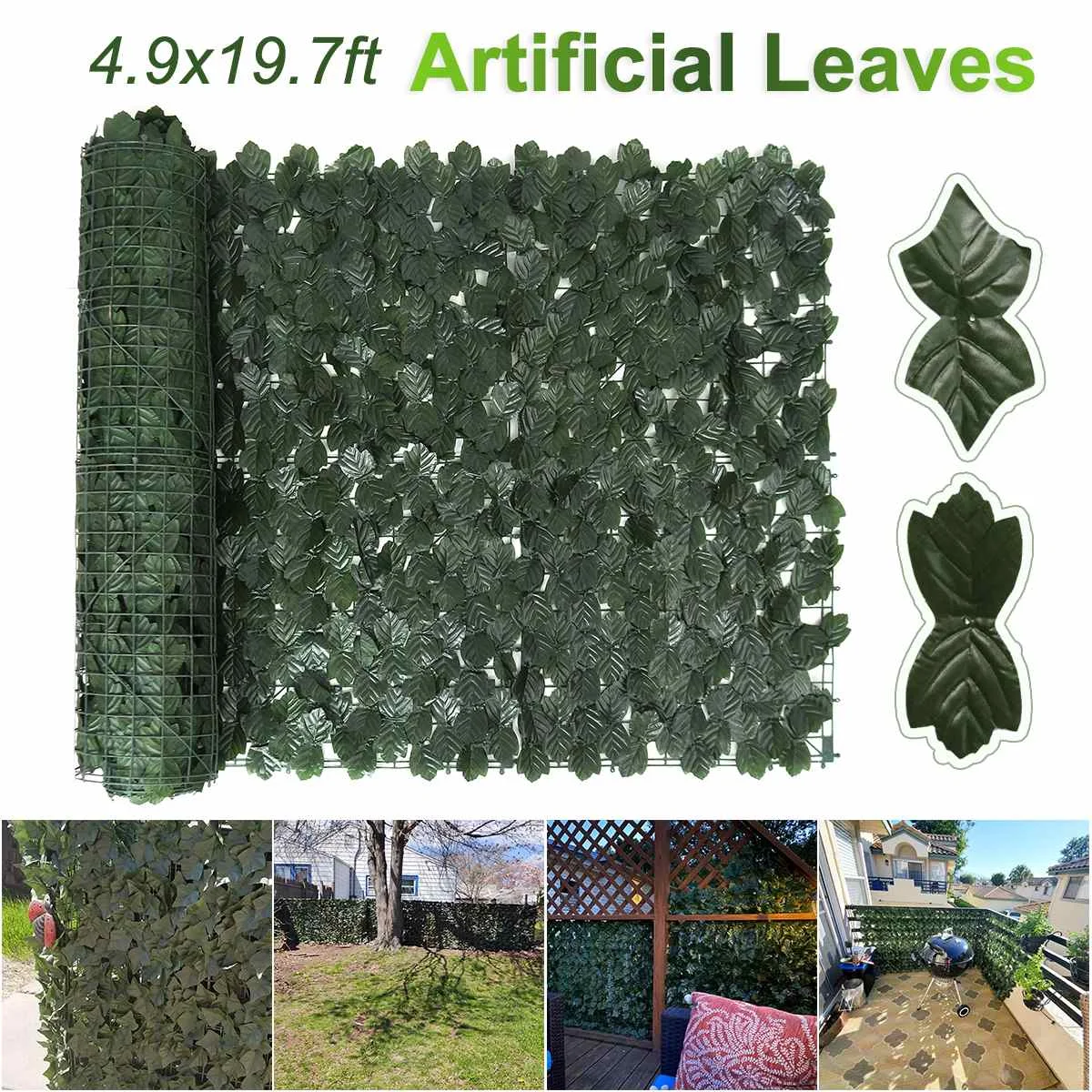 

6M Artificial Leaf Fence Net Artificial Hedges Fence Faux Vine Leaf Decoration Simulation Green Plants for Outdoor Garden Decor