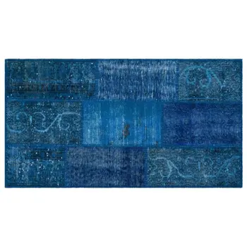 

Handmade Blue Vintage Overdyed Patchwork Area Rug 080x150 Cm-2'7''X4'11''