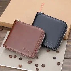 Новый стиль мужской кожаный бумажник на молнии застегивать вокруг кошелька двойные мульти держатель карты кошелек