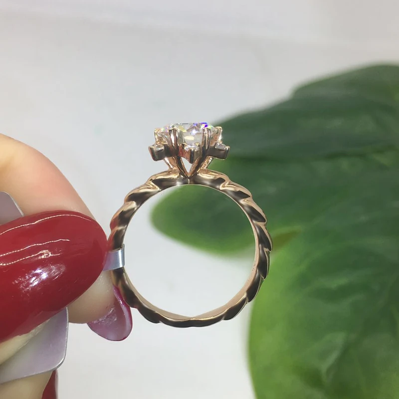 Романтическое Стильное кольцо из муассанита 9K с розой, роскошные ювелирные изделия в цветочном стиле на заказ, обручальное юбилейное кольцо