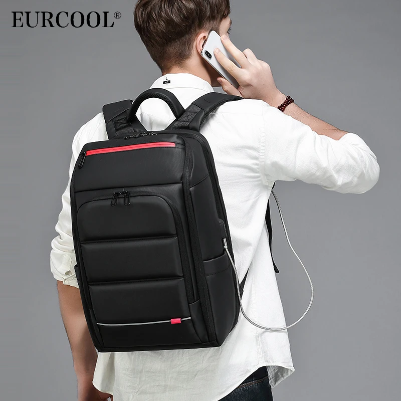 

Men Backpack 15.6â€œlaptop Bag USB Rechargeable Rucksack Waterproof Portable Business Multi-layer Large Capacity Backpack