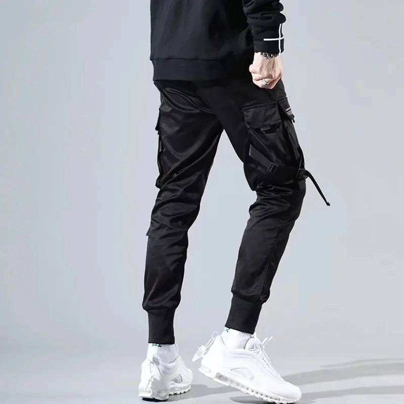 Ribbons Harem Joggers Men Cargo Pants 