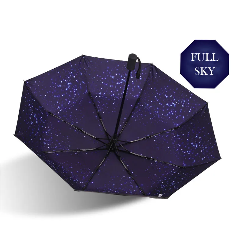 Galaxy Star Sky женский складной зонтик маленький пять складной черный Мини карманный зонтик ветронепроницаемый портативный Солнечный дождливый зонтик - Цвет: B