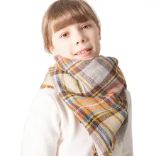 Осень-зима, модный детский кашемировый теплый клетчатый квадратный шарф для девочек и мальчиков, шарф с воротником, бандана, пашмины, Детская накидка