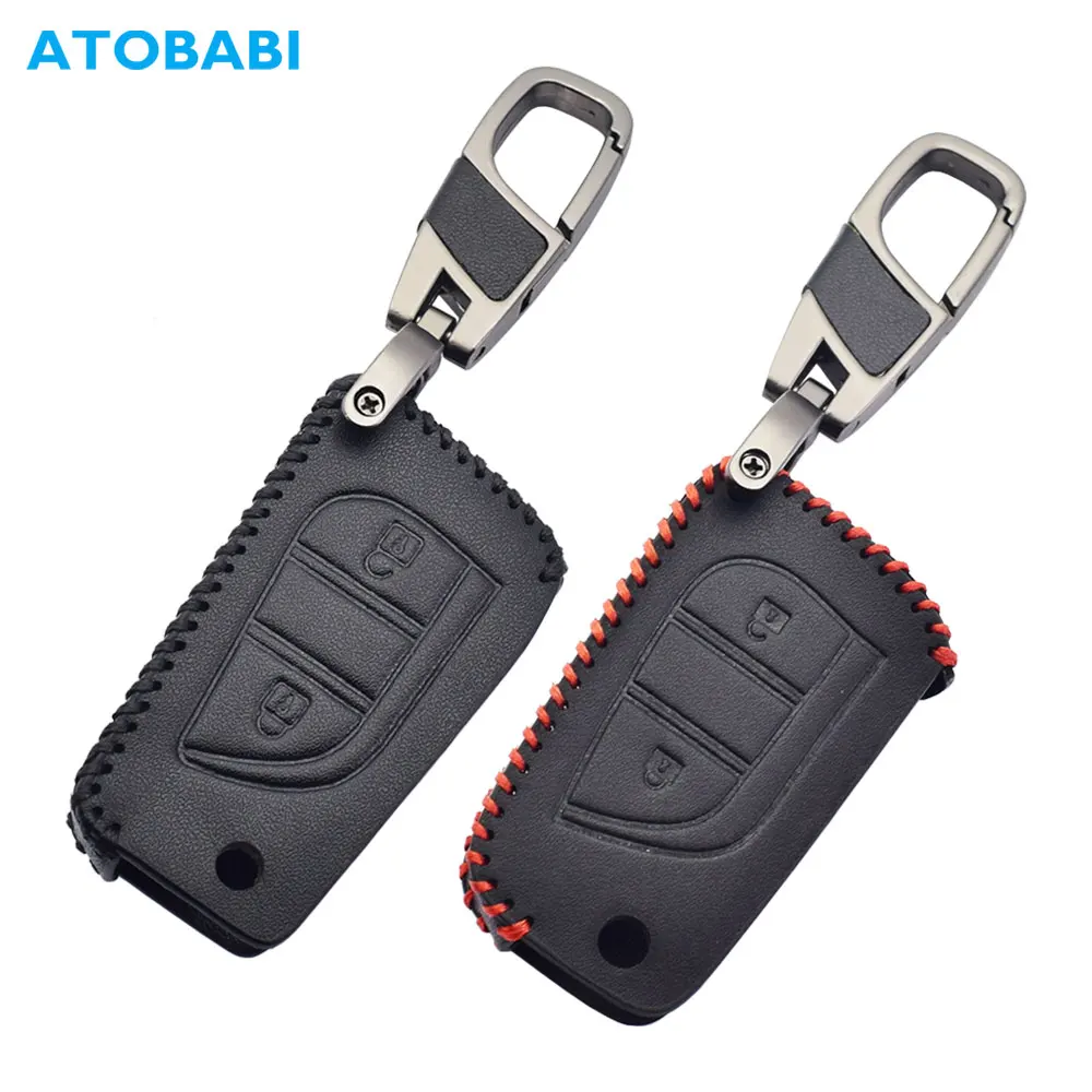 For Toyota Key Fob Cover Keychain Leather Car Key Case Fob Holder