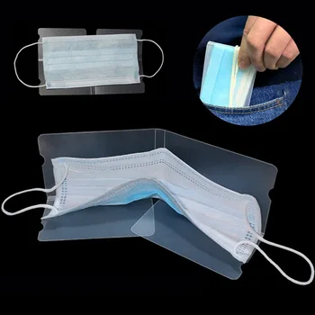 

10pcs PP Travel Safe Disposable Mask Holder Pouch Foldable Portable Storage Clip Transparent Storage Bag
