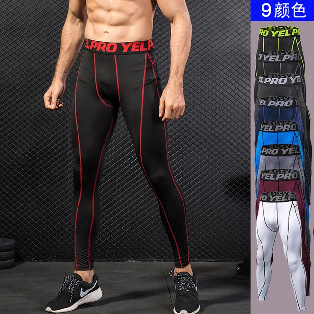 

Men's PRO Sports Pants Fitness Running Tights Gym workout Pants Breathable Quick-drying High Elastic Leggings Male Cycling pants