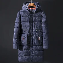 Мужские парки Повседневная Длинная Куртка 6XL 8XL 10XL камуфляжная зимняя утепленная верхняя одежда с капюшоном ветрозащитная синяя темно-серая
