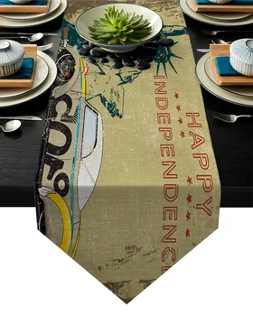 

Independence Day Retro Statue Of Liberty Table Runner Table Flag Home Party Decorative Tablecloth Table Runners