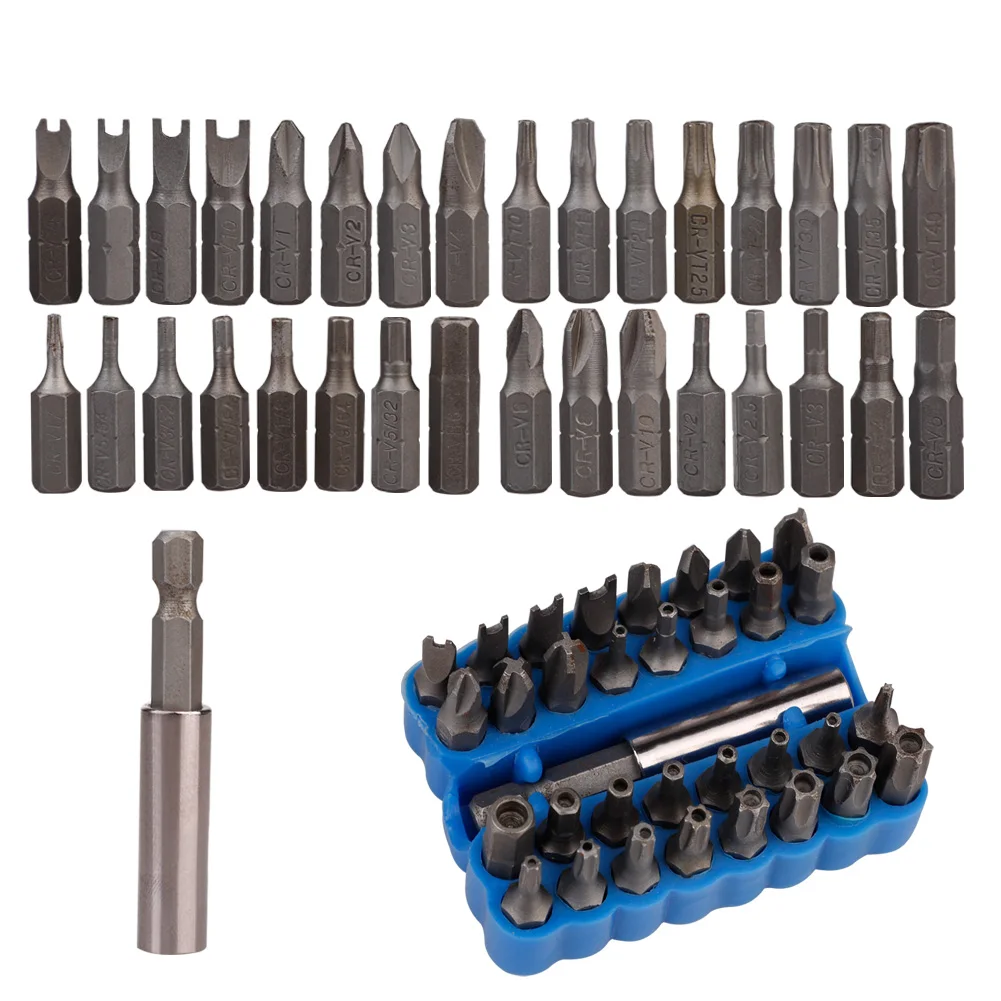 

33pcs Electric Screwdriver Bit Set Safety Screws Hex Screws Bit Portable Repair Tool Kit Chromium Vanadium Steel Magnetic Shaped