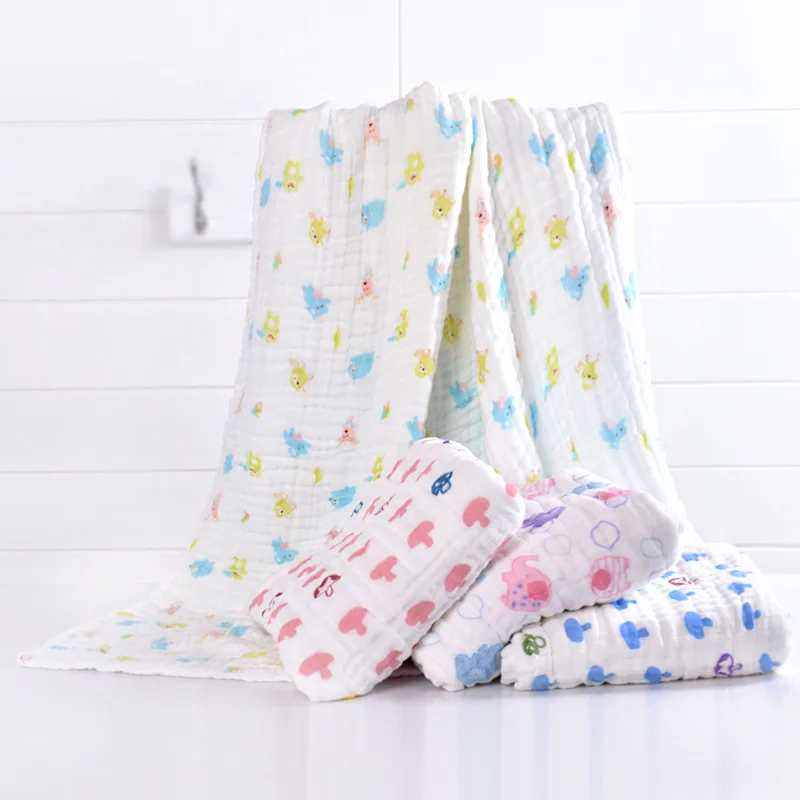 Language Put Direct Selling 110X110 Pure Cotton 6-Layer Bubble Gauze Children's Quilt Cotton Newborns Blanket Pleated Washing Ba