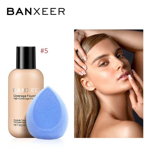 Бренд BANXEER, набор для макияжа лица, тональный крем+ сопонж для макияжа, полное покрытие, тональный крем, матовый стойкий консилер с подарком - Цвет: 05