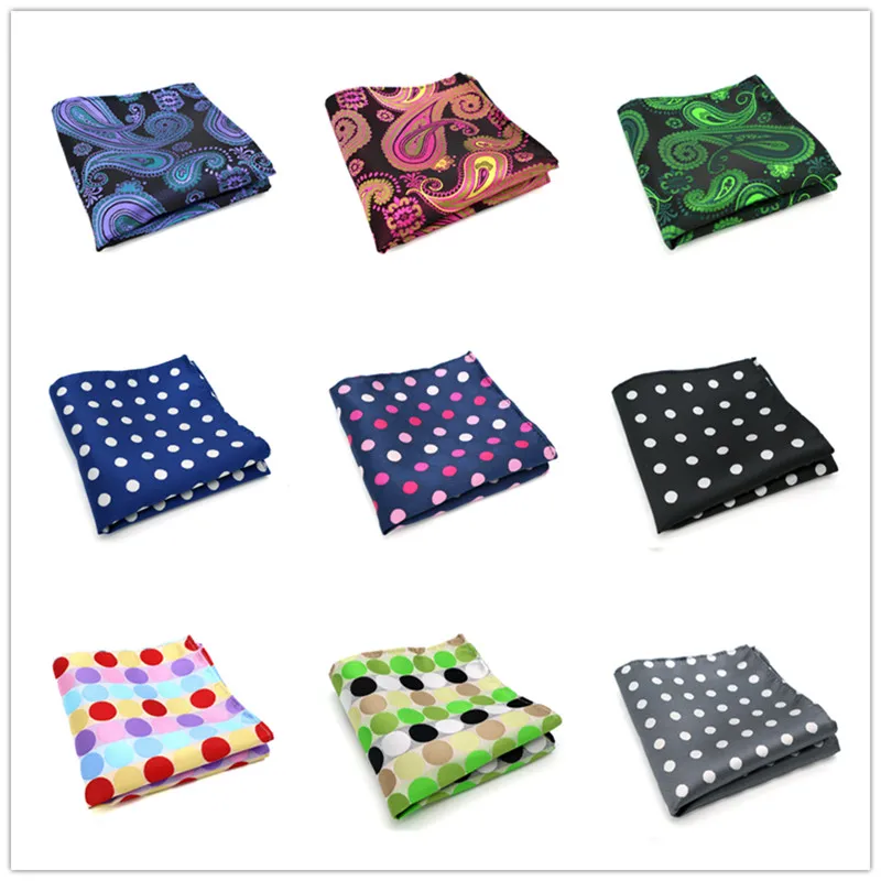 Vintage 61 80 Mens 100 Silk Handkerchiefs Paisley Stripes Polka DOTS Pocket Squares For Suits