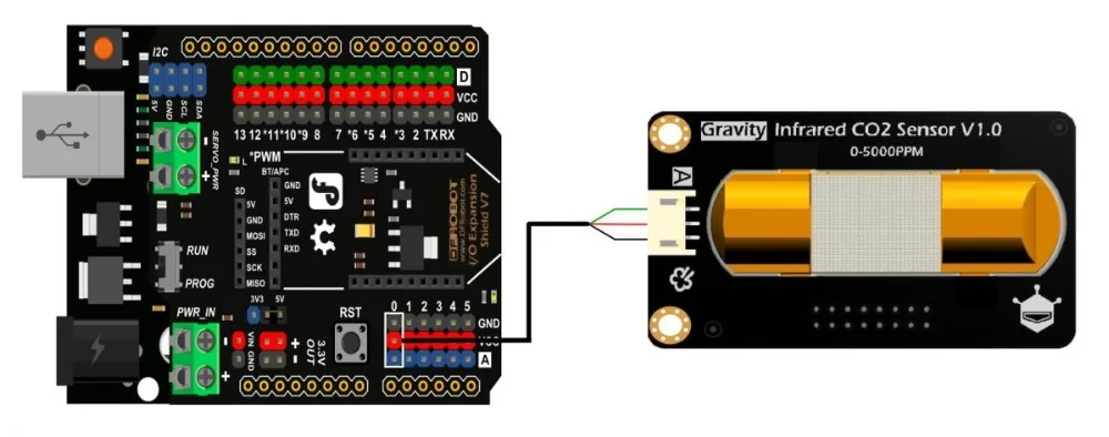 Arduino микроконтроллеры CO2 сенсор детектор углерода диоксидный модуль аналоговый инфракрасный 0-5000ppm компенсация температуры водонепроницаемый
