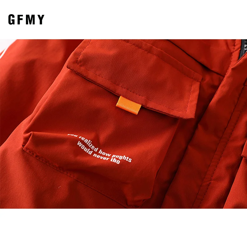 GFMY/зимнее хлопковое пальто с капюшоном и надписью красного, черного, зеленого цвета для мальчиков, Толстая теплая куртка с большим карманом для детей возрастом от 5 до 16 лет