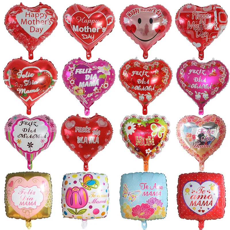 10 шт. 18 дюймов сердце Форма испанский Feliz Dia I Love Mama Фольга воздушные шары