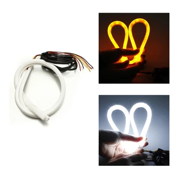 

Car Flexible Tube LED Strip DRL Light Switchback Headlight White-Amber