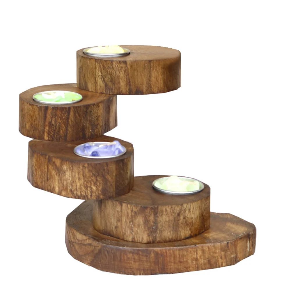

Wooden Candlestick Candle Holder Table Deco Folding Rotating Multilayer Solid Romantic Candle Flower Stand Plant Flower Plot