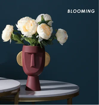 

Nordic head face ceramic vase creative and simple modern home crafts soft decoration living room flower vase decoration