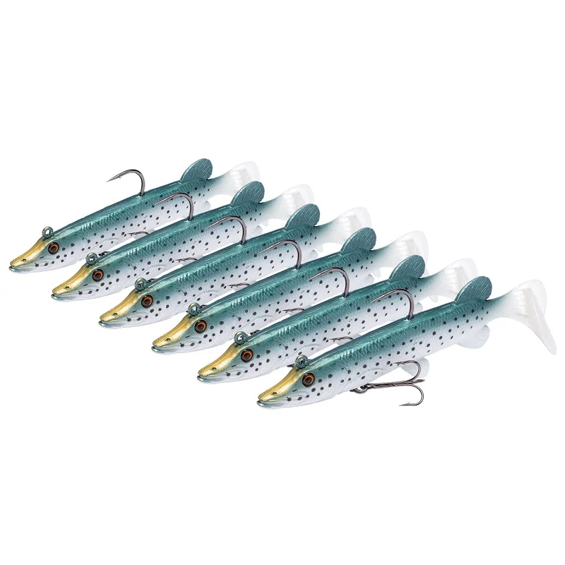 Green Gold Bassdash мягкая свимбейт бас Морская Рыбалка приманки Кривошипные свинцовые рыболовные крючки, встроенный свинцовый вес 10,5 см/13 см, 6-Pack - Цвет: Green Gold