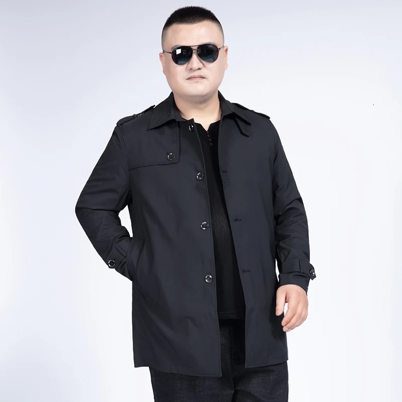 Большие новые большие размеры 8xl 7xl 6xl модные высококачественные пальто мужские повседневные Длинные ветровка пальто на молнии - Цвет: Black