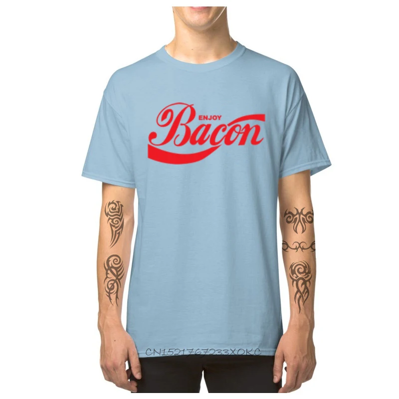 Casual Enjoy Bacon-1137 T Shirt for Boys New Design Summer Fall Round Collar Pure Cotton Short Sleeve T Shirt Clothing Shirt Enjoy Bacon-1137 light
