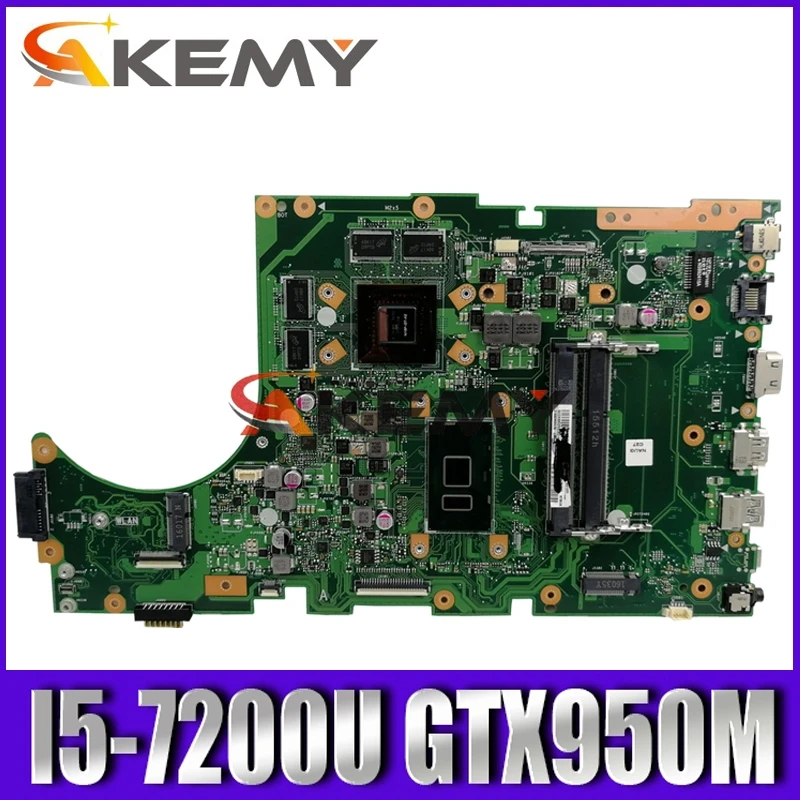 AKEMY For Asus X756U X756UWK X756UQK X756UXM X756UV X756UX Laotop Mainboard X756UXM Motherboard with I5-7200U GTX950M