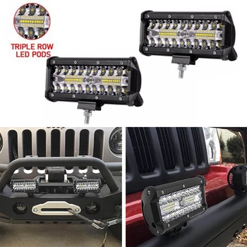 

7 Inch 120W 40LED Bar Flood Spot Beam Offroad SUV Driving Fog Light Work Light